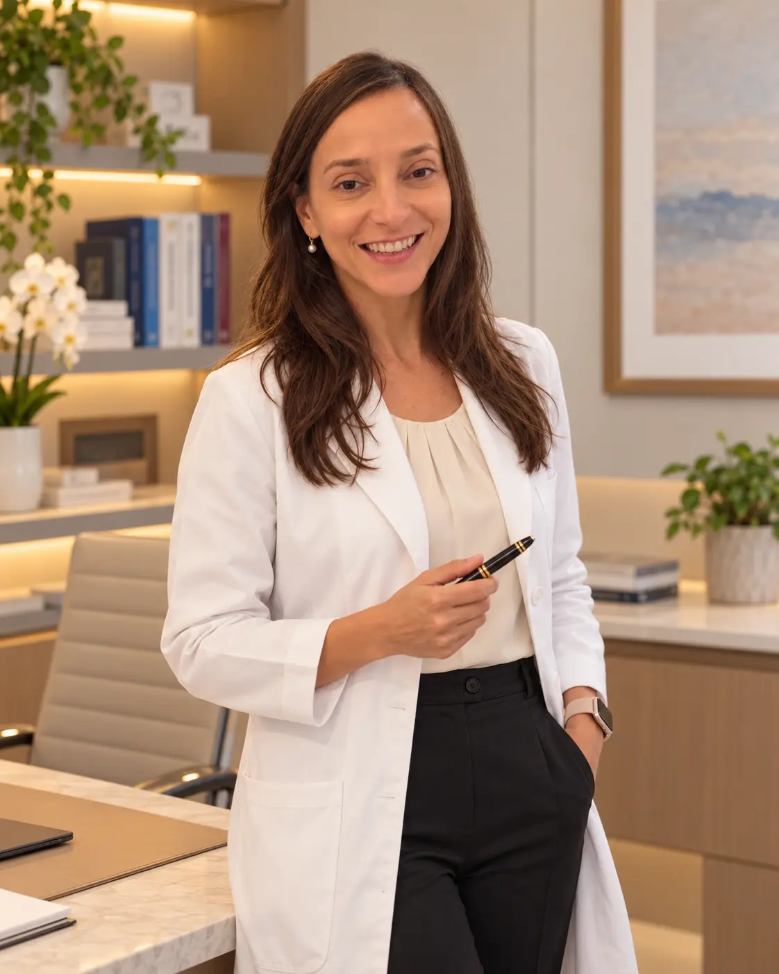 Dra. Ana Bacellar, endocrinologista, em seu consultório
